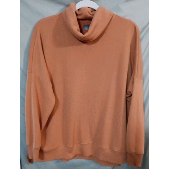 aerie Tops - Aerie XS TP Rust Brown Cowl Neck Oversized Raw Hem Sweatshirt Womens Tunic EUC
